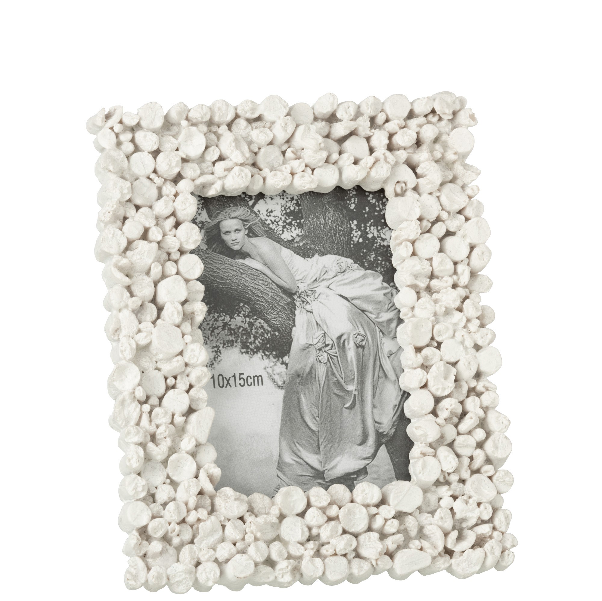 Cornice portafoto per foto da 10x15 cm, in legno grigio e bianco