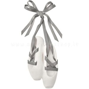 decorazione in gesso profumato a forma di scarpette da danza con nastrino in raso grigio - ideale da appendere